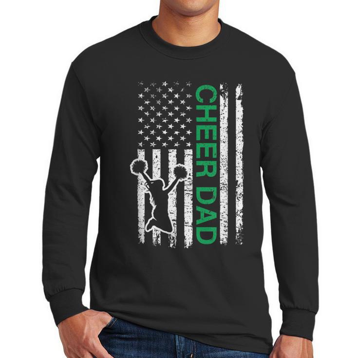 Cheer Dad Flag Green Cheerleading Men Long Sleeve T-Shirt