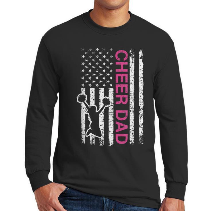 Cheer Dad Flag Pink Cheerleading Men Long Sleeve T-Shirt