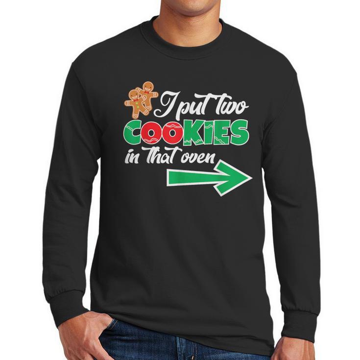Christmas Twins Expecting Dad T-Shirt Pregnant Wife Tee Men Long Sleeve T-Shirt