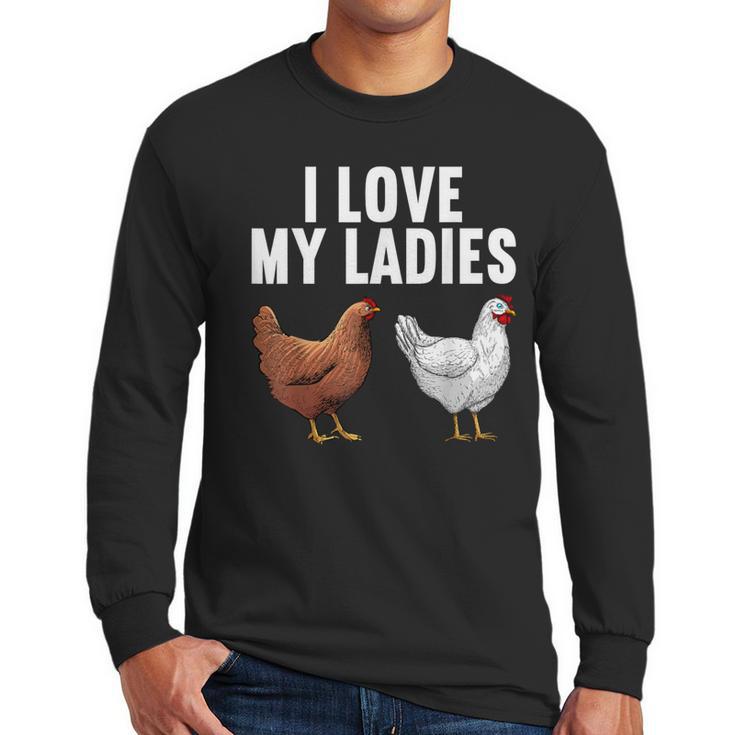 Cool Chicken Art For Men Women Dad Rooster Chicken Farmer Men Long Sleeve T-Shirt