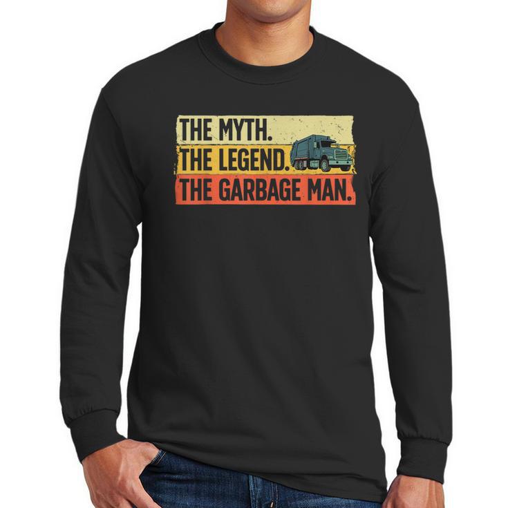 Cool Garbage Man Art For Men Dad Father Garbage Dump Truck Men Long Sleeve T-Shirt