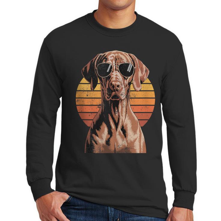 Cool Retro Vizsla Dog Mom Dad Vintage Pet Lovers Men Long Sleeve T-Shirt