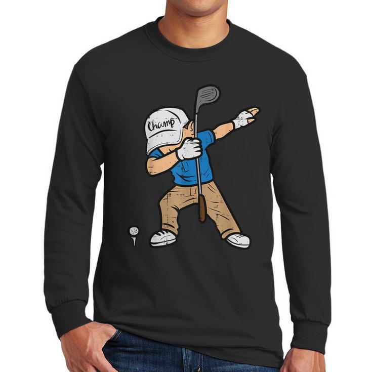 Dabbing Golfer Golfing Golfer Dad Men Boys Kids Youth Men Long Sleeve T-Shirt