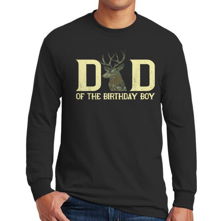 Dad Of The Birthday Boy Deer Hunter Camouflage Flag Men Long Sleeve T-Shirt