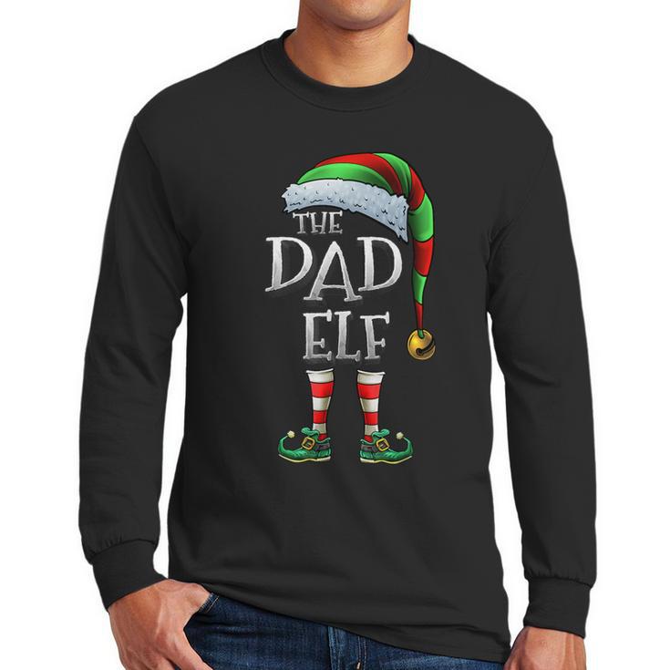 The Dad Elf Shirt Matching Family Dad Christmas Elf Men Long Sleeve T-Shirt