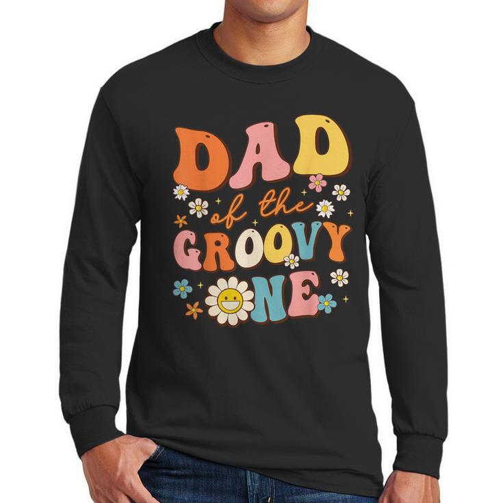 Dad Of The Groovy One 1st Birthday Pregnancy Announcement Men Long Sleeve T-Shirt