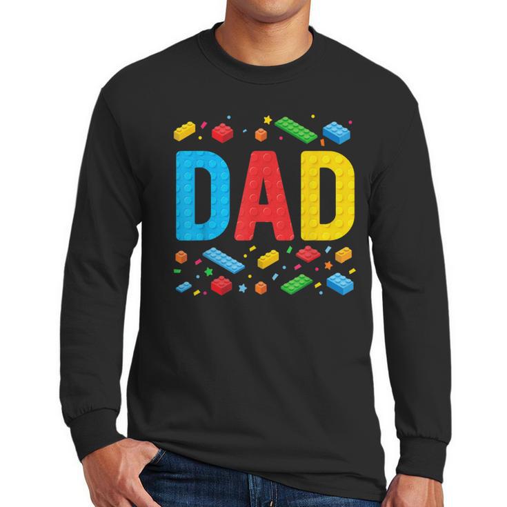 Dad Master Builder Building Bricks Blocks Family Fathers Day Men Long Sleeve T-Shirt