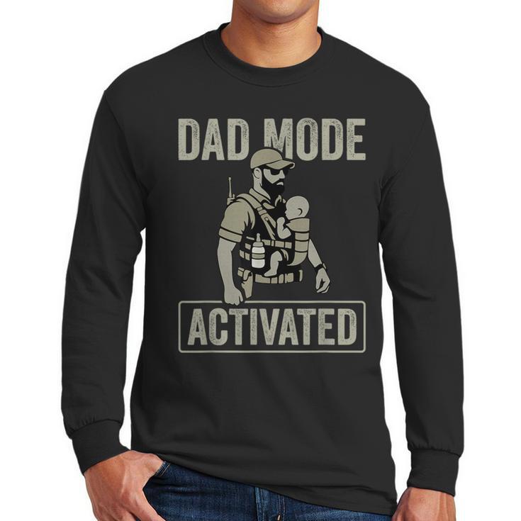 Dad Mode Activated Tactical Baby Carrier Military Father Men Long Sleeve T-Shirt