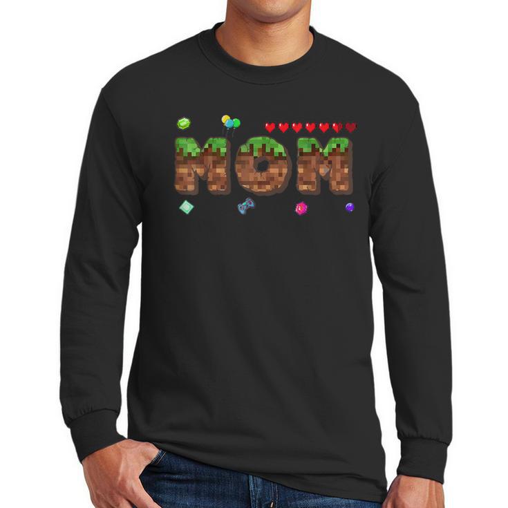 Dad And Mom Of The Birthday Boy Pixel Game Matching Family Men Long Sleeve T-Shirt