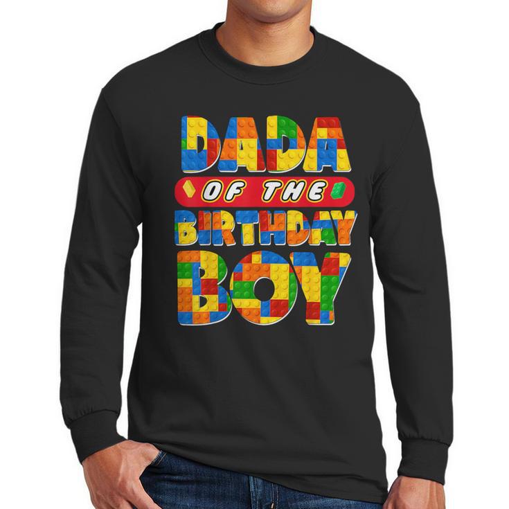 Dad And Mom Dada Birthday Boy Building Bricks Family Party Men Long Sleeve T-Shirt