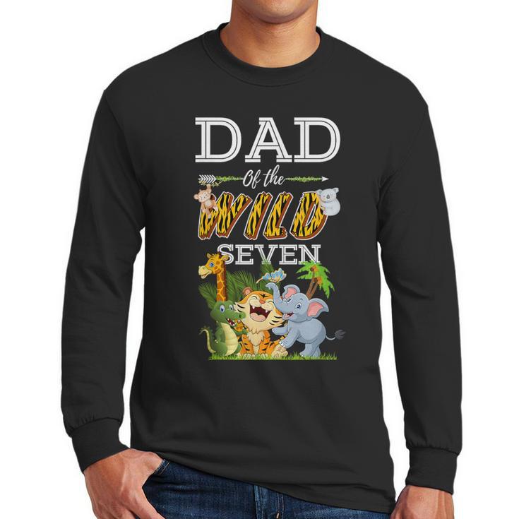 Dad Of The Wild Seven Animal Safari 7th Birthday Party Men Long Sleeve T-Shirt