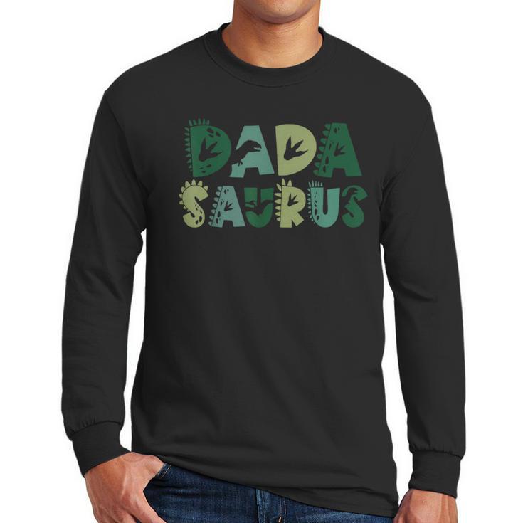Dada Saurus Dad Dinosaur Three Rex Birthday Boy Girl Family Men Long Sleeve T-Shirt