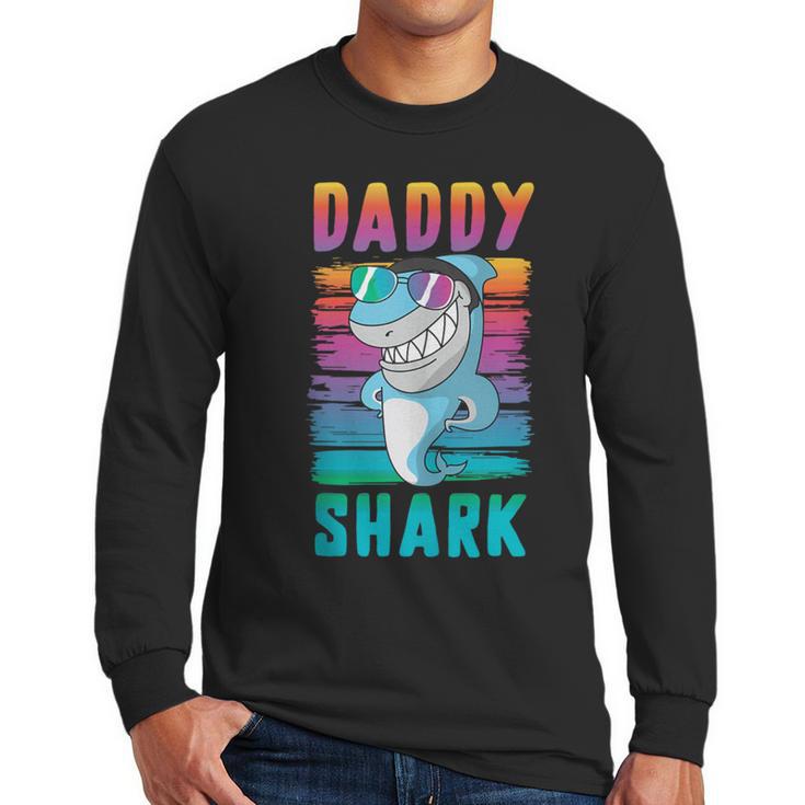 Daddy Shark Retro Vintage Dad Men Long Sleeve T-Shirt
