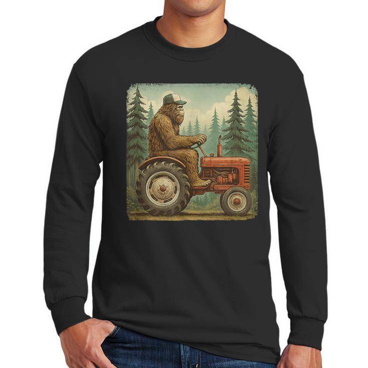 Farmer Men Tractor Rancher Farm Dad Distressed Men Long Sleeve T-Shirt
