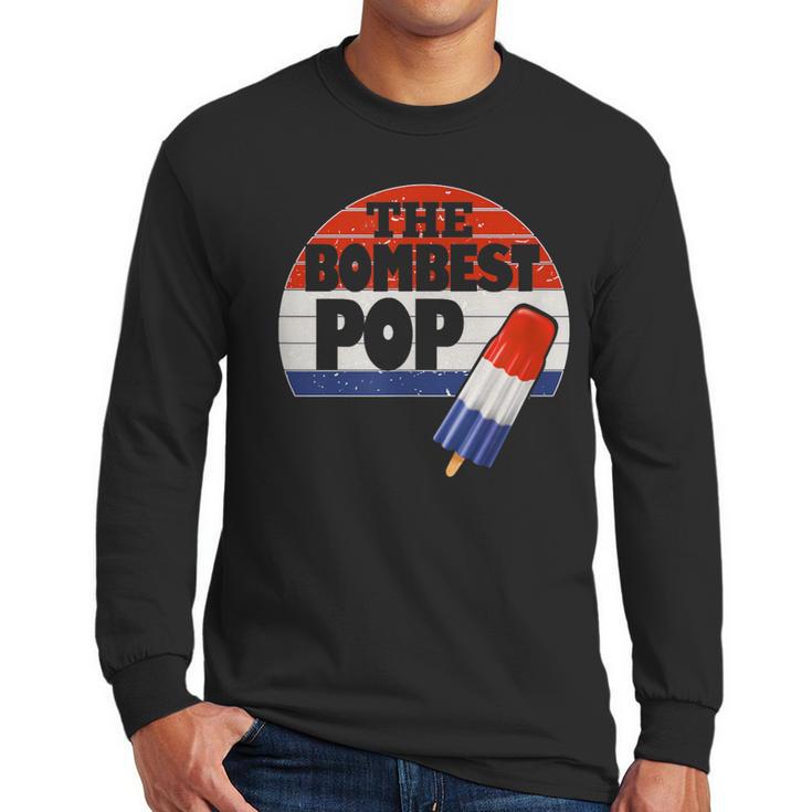 Fathers Day Shirt Cool Dad Bombest Pop Retro 80s Dad Men Long Sleeve T-Shirt