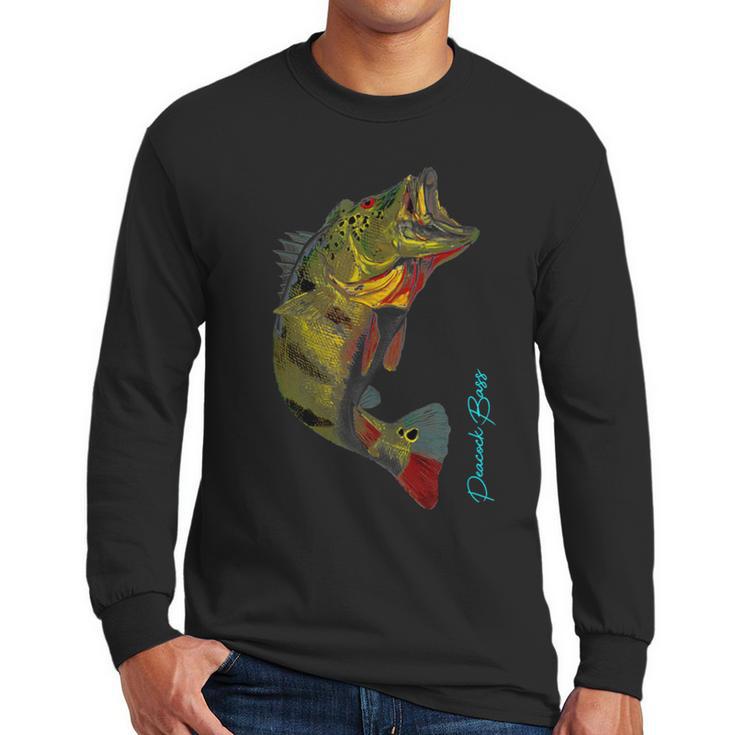 Fishing Shirts PEACOCK BASS Fishing Art Shirt For Dad Men Long Sleeve T-Shirt