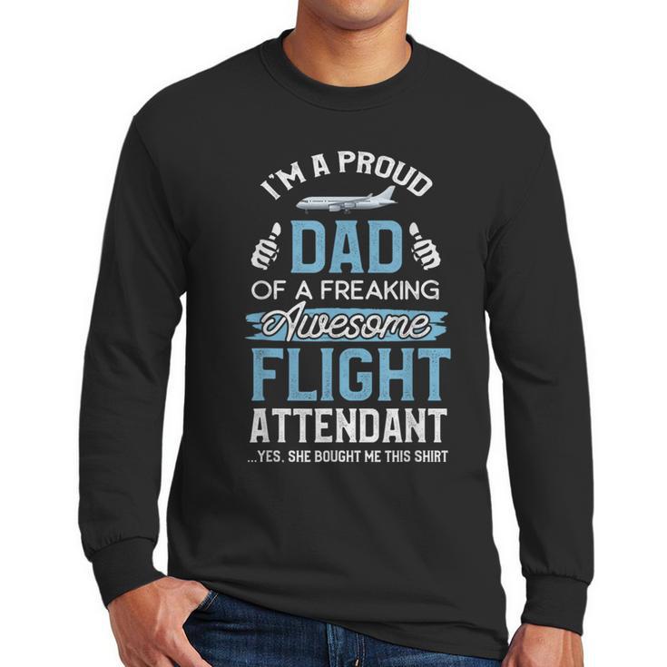 Flight Attendant Shirt For Dad Father Flight Attendant Men Long Sleeve T-Shirt