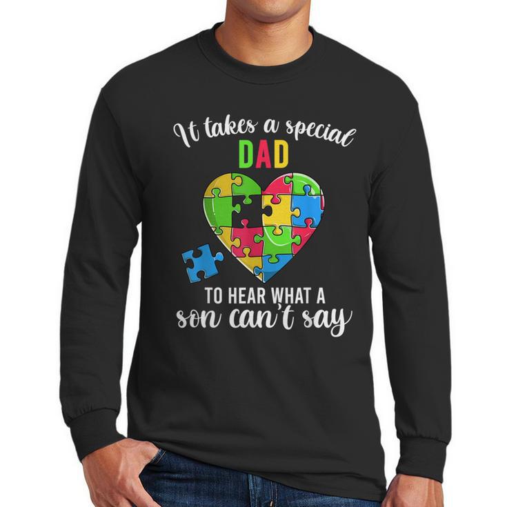 Fun Heart Puzzle Shirts Dad Autism Awareness Family Support Men Long Sleeve T-Shirt