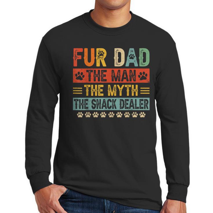 Fur Dad Man Myth Snack Dealer Paw Cat Dog Father's Day Men Long Sleeve T-Shirt