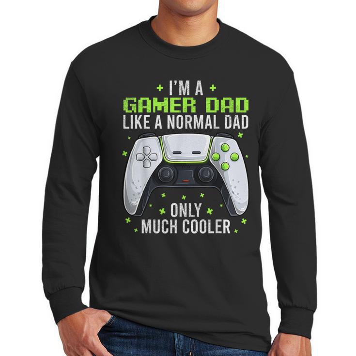 Gamer Dad Gaming Shirts Fathers Day Video Game Daddy Men Long Sleeve T-Shirt