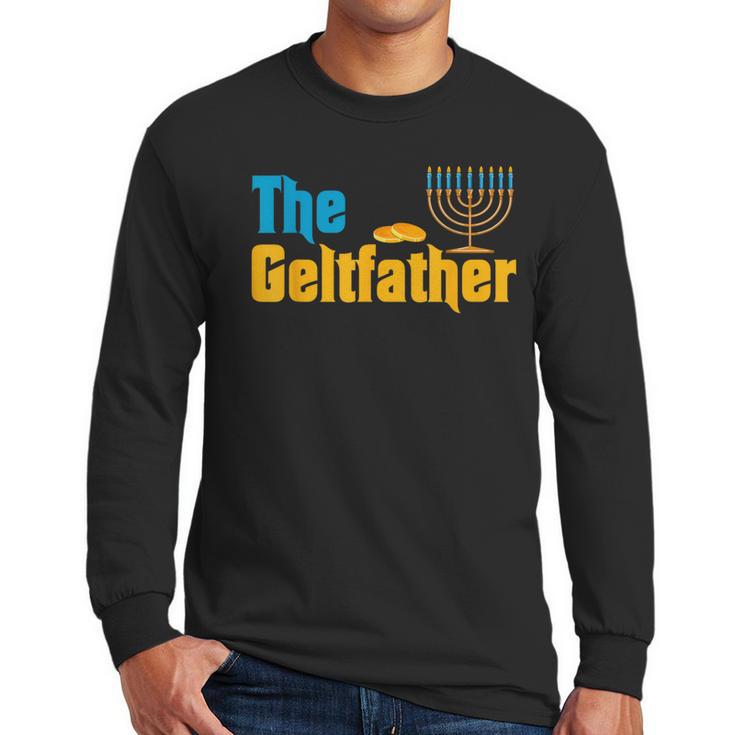 Gelt Father Hanukkah Menorah Jewish Dad Pajamas Men Long Sleeve T-Shirt