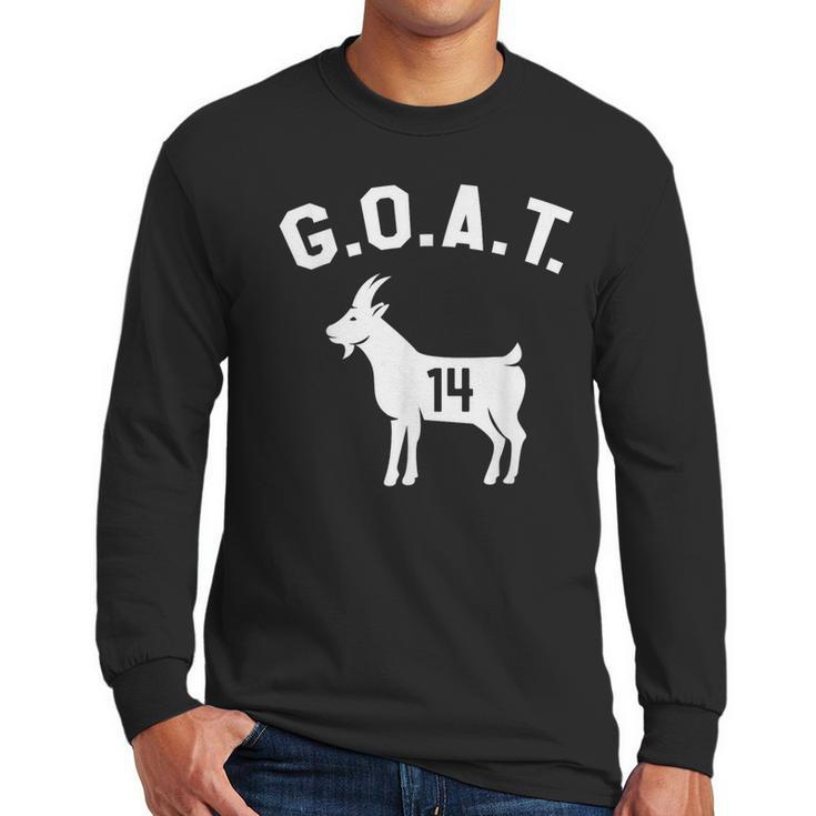 GOAT Number 14 Greatest Of All Time Dad Joke Men Long Sleeve T-Shirt