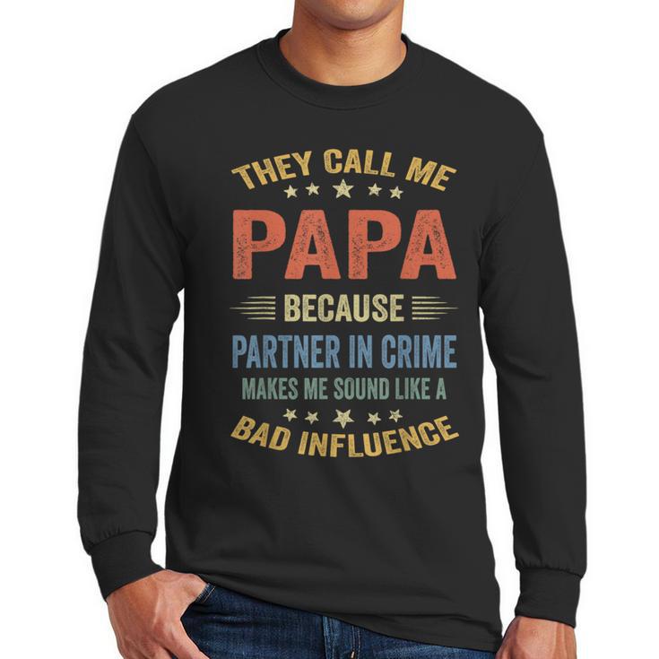 Grandpa Shirts Dad Partner In Crime Shirt Men Long Sleeve T-Shirt