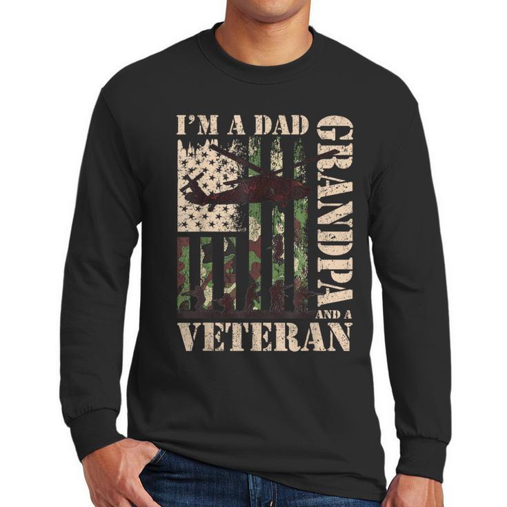 Grandpa Veteran Fathers Day Dad Veteran Camo American Flag Men Long Sleeve T-Shirt