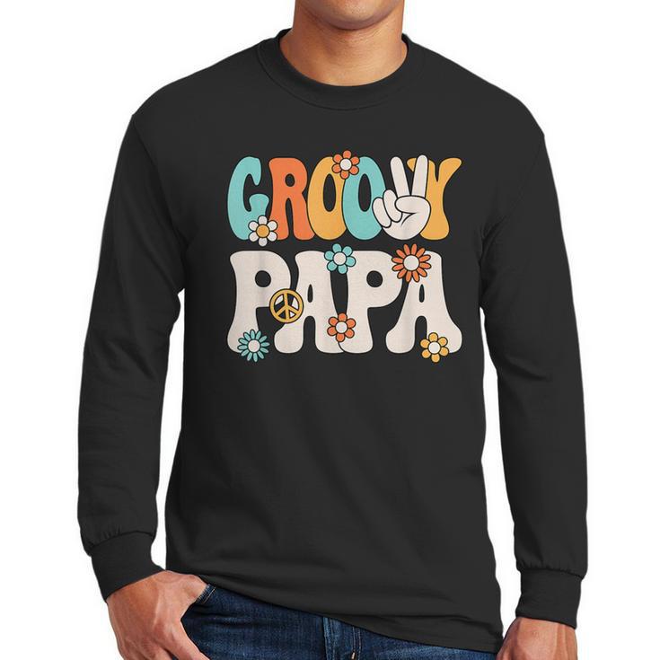 Groovy Papa Dad Retro Hippie 60s 70s Party Outfit Men Men Long Sleeve T-Shirt