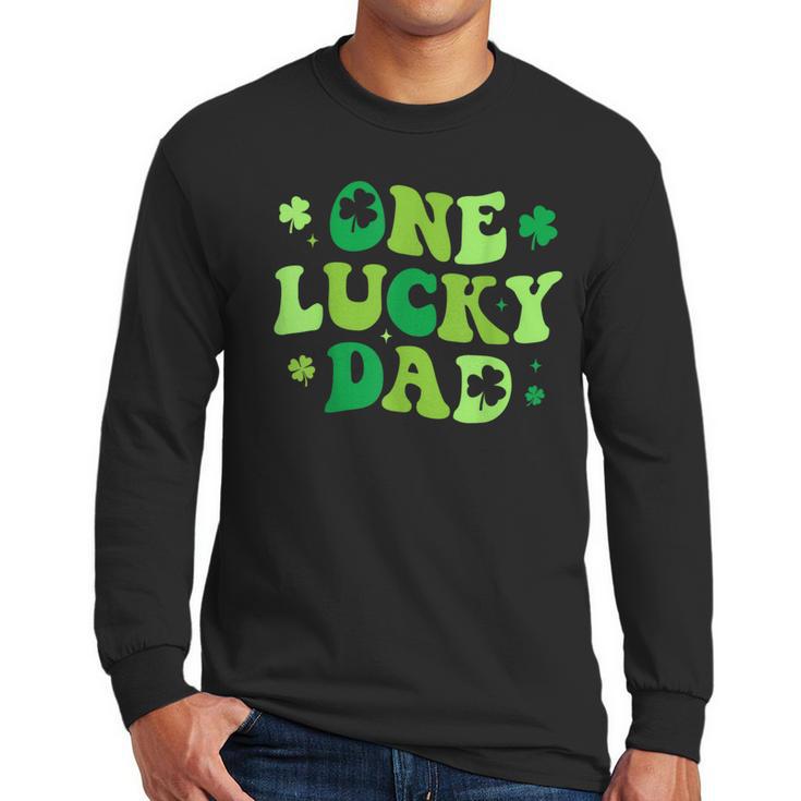 Groovy St Patrick's Day Apparel One Lucky Dad Shirt  Small Modern Groovy St Patrick's Day Shirt Men Long Sleeve T-Shirt