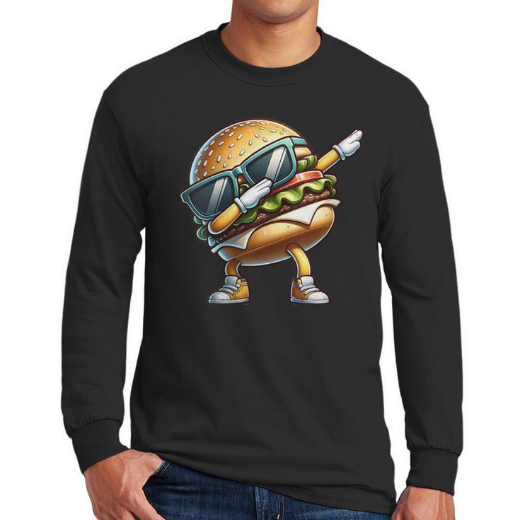 Hamburger Dabbing Kids Men Women Dab Dance Cheeseburgers Dad Men Long Sleeve T-Shirt