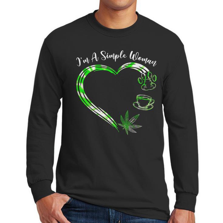I'm A Simples Woman Loves Weed Coffee And Dog Dad Mom Men Long Sleeve T-Shirt