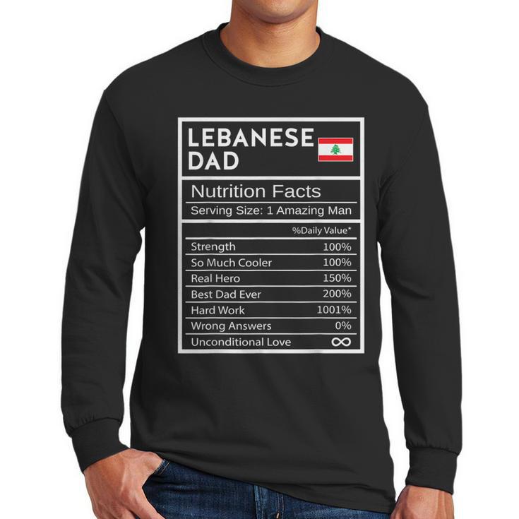 Lebanese Dad Nutrition Facts National Pride For Dad Men Long Sleeve T-Shirt