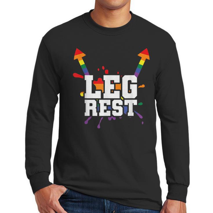 Leg Rest Naughty Dad Joke Vagitarian Lesbian Men Long Sleeve T-Shirt