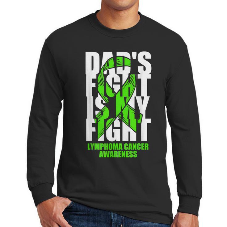 Lymphoma Cancer Awareness Lime Green Ribbon Dad's Fight Men Long Sleeve T-Shirt