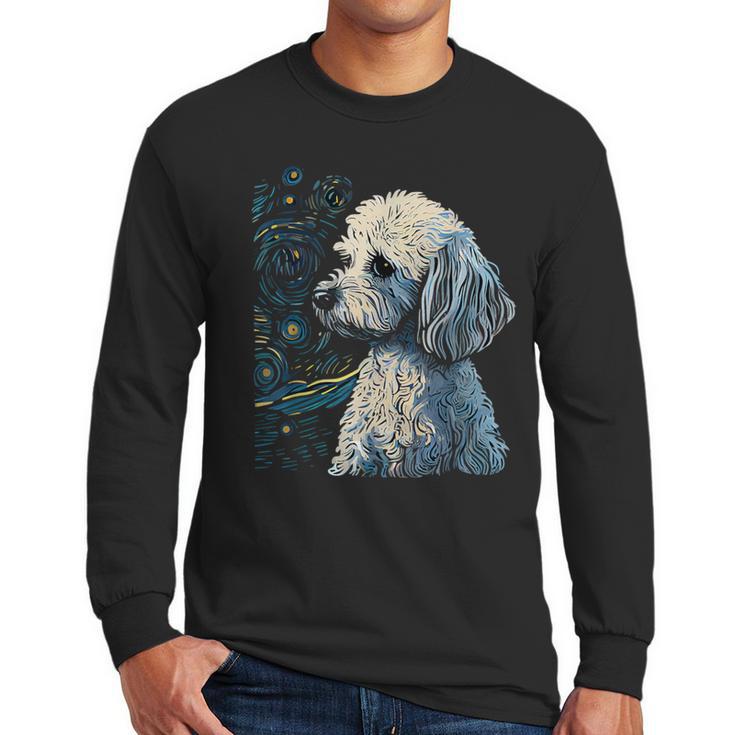 Maltipoo Starry Night Van Gogh Maltipoo Mom Dad Owner Men Long Sleeve T-Shirt