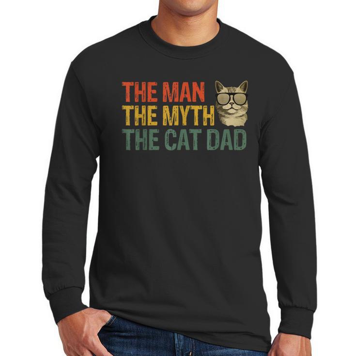 The Man The Myth The Cat Dad Cat Daddy Vintage Men Long Sleeve T-Shirt