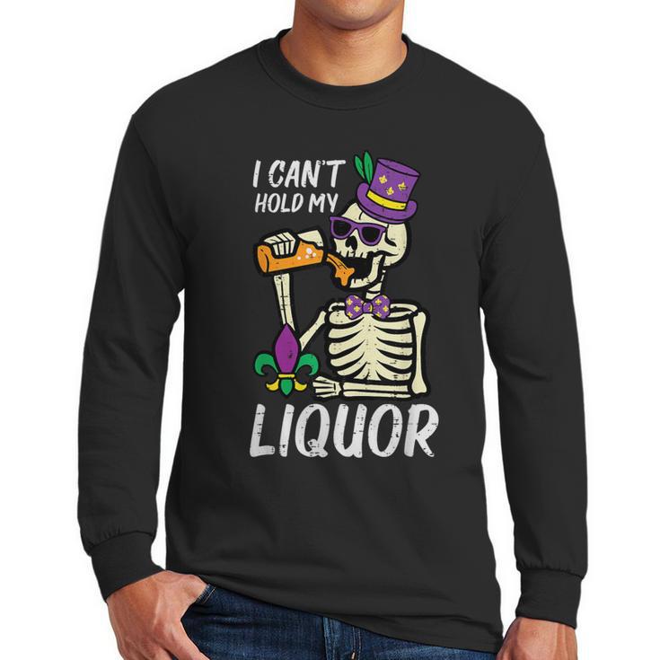 Mardi Gras Skeleton Cant Hold My Carnival Team Dad Men Men Long Sleeve T-Shirt