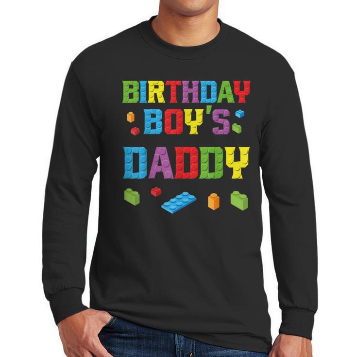 Master Builder Birthday Boy's Daddy Building Bricks Blocks Men Long Sleeve T-Shirt