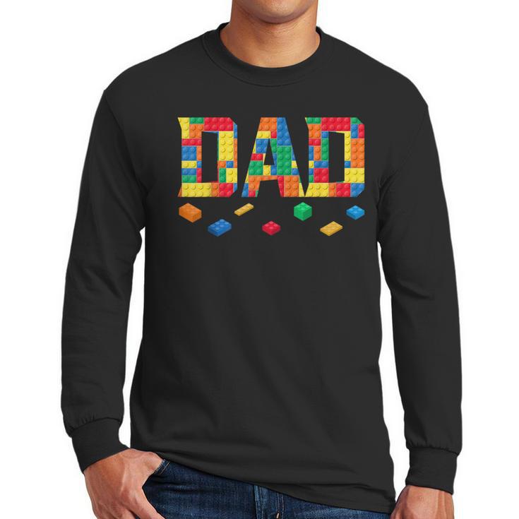 Master Builder Dad Birthday Boy Building Bricks Blocks Daddy Men Long Sleeve T-Shirt