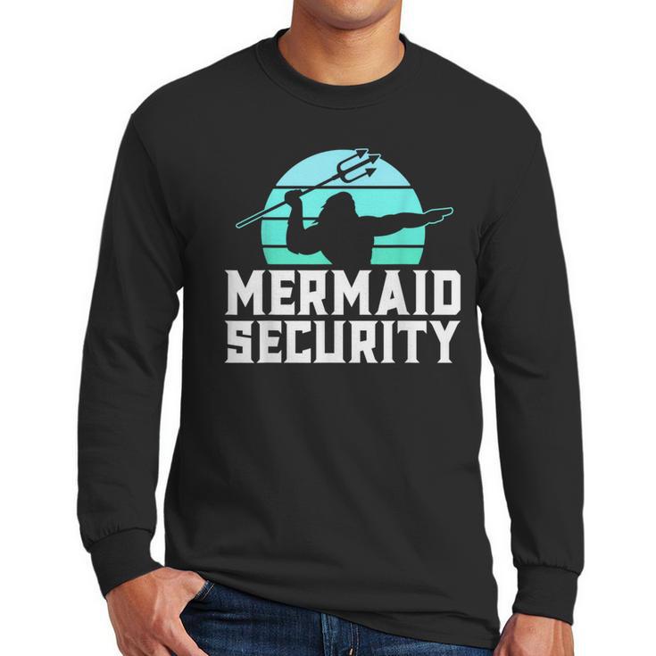 Mermaid Security Shirt Boys Swimmer Dad Merdad Trident Men Long Sleeve T-Shirt