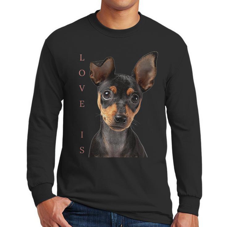 Miniature Pinscher Shirt Dog Mom Dad Tshirt Love Puppy Pet Men Long Sleeve T-Shirt