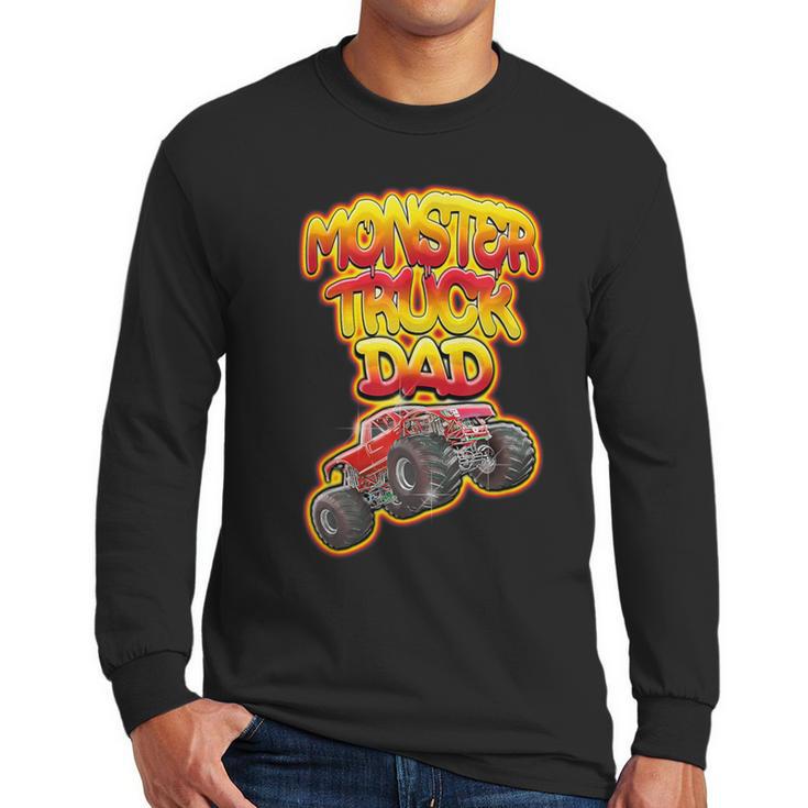 Monster Truck Dad Hot Red Graffiti Style Men Long Sleeve T-Shirt