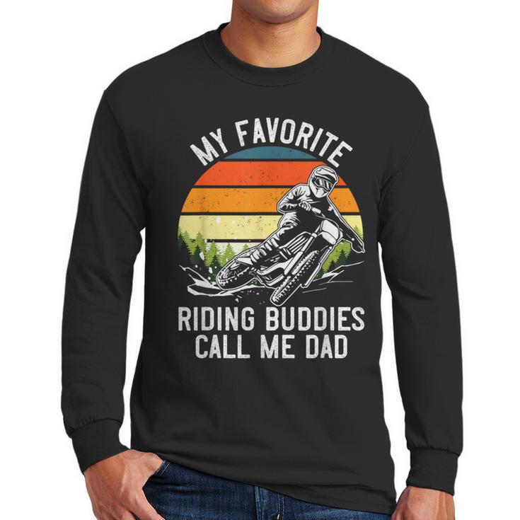 Motorcycle Dad Dirt Bike Shirt Motocross Riding Buddies Men Long Sleeve T-Shirt