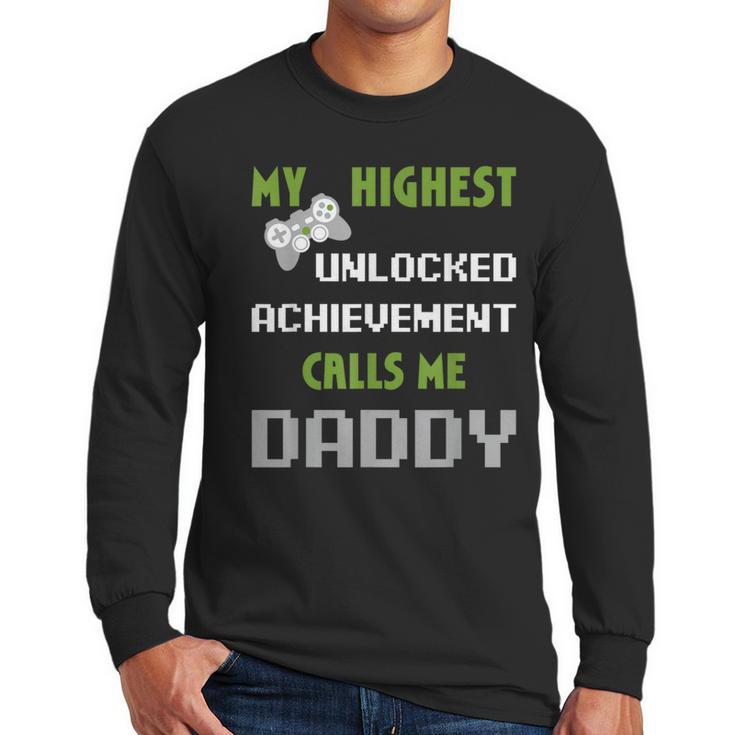 Nerdy Father Day Gamer Dad Daddy Men Love Video Gaming Men Long Sleeve T-Shirt