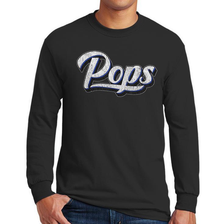 New Grandpa For Dad Called Pops Men Long Sleeve T-Shirt