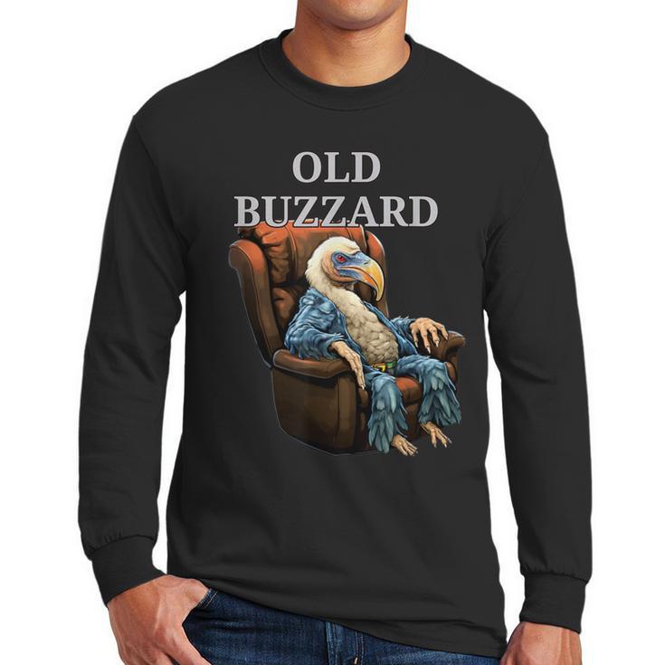 Old Buzzard Bird Old Man Grandpa Recliner Dads Joke Men Long Sleeve T-Shirt