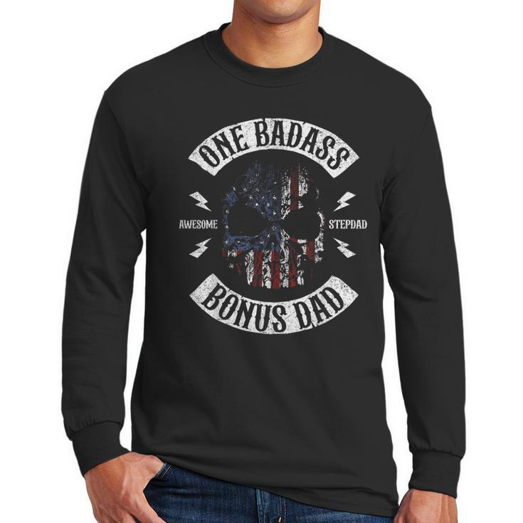 One Badass Bonus Stepdad Birthday Step Dad Men Long Sleeve T-Shirt