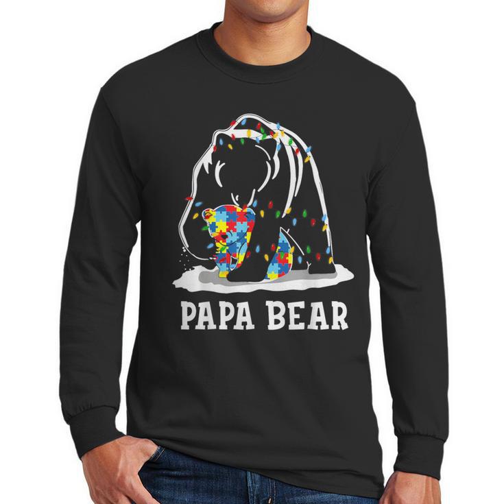 Papa Bear Autism Awareness Autism Matching Family Dad Men Long Sleeve T-Shirt