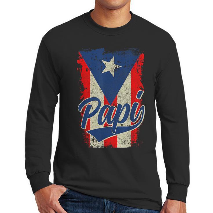 Papi Puerto Rican Dad Puerto Rico Pride Boricua Father's Day Men Long Sleeve T-Shirt